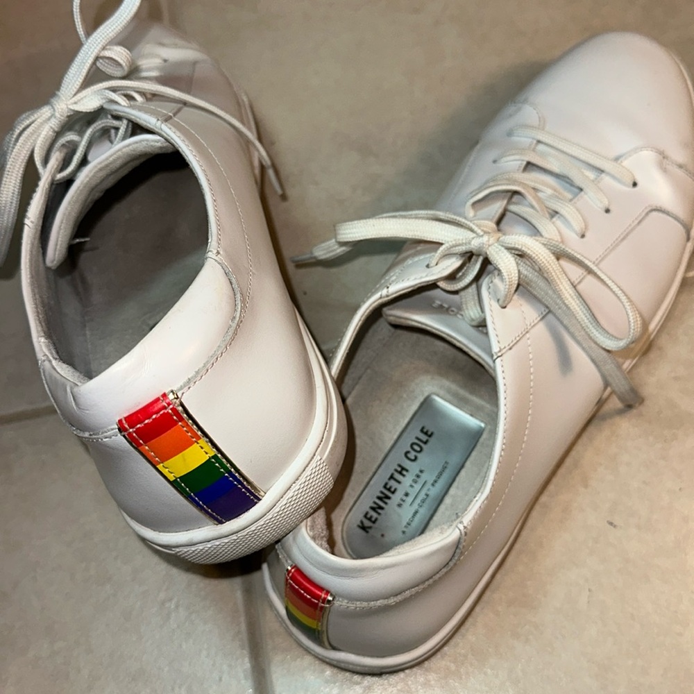 Kenneth Cole New York Kam Pride Men's Lace Up Sneakers, White Mult, 12 M